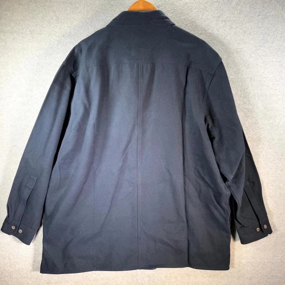 Levi's Overcoat Men's 2XL Navy Blue‎ Collared Long Sleeve Flap Pockets Button-Up